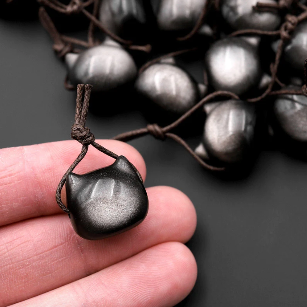 Obsidian Katze Anhänger