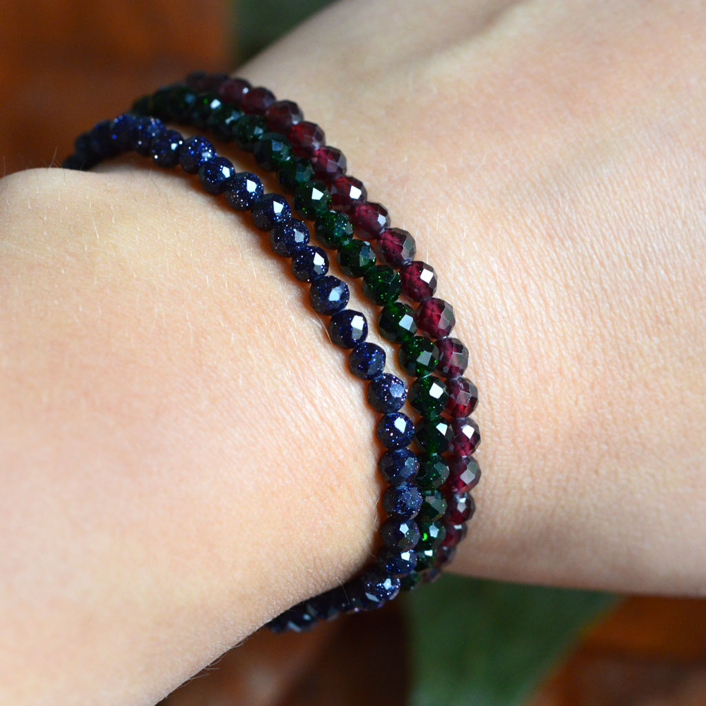 Goldfluss blau facettiert Armband