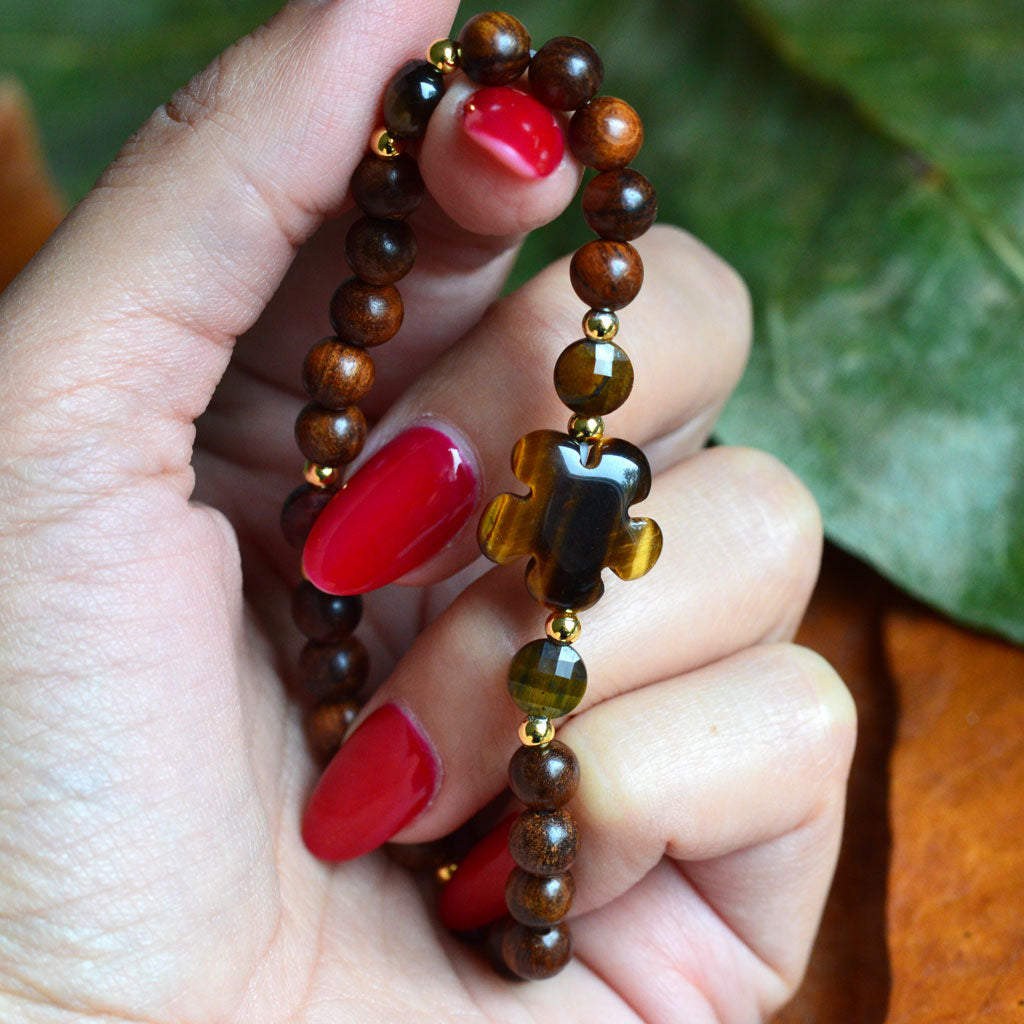 Tigerauge x Rosenholz Armband