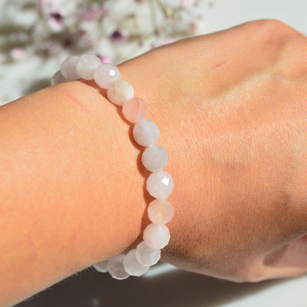 Rosenquarz Armband facettiert