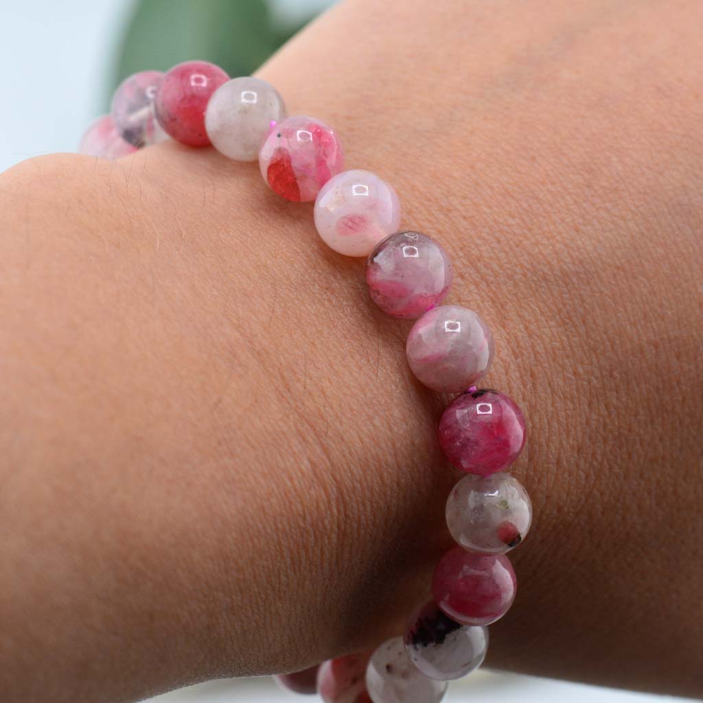 Rhodonit in Quarz Armband