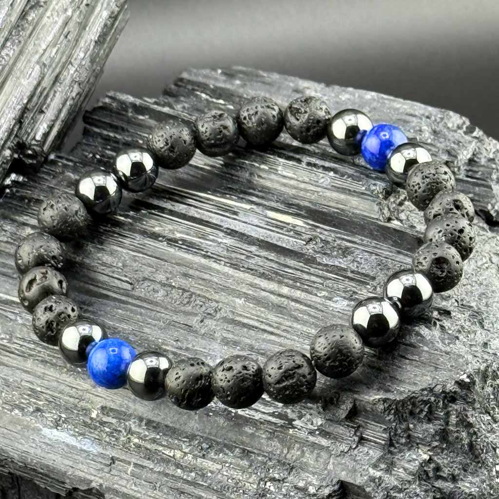 Maskulines Armband Lava Hämatit Lapis rtw