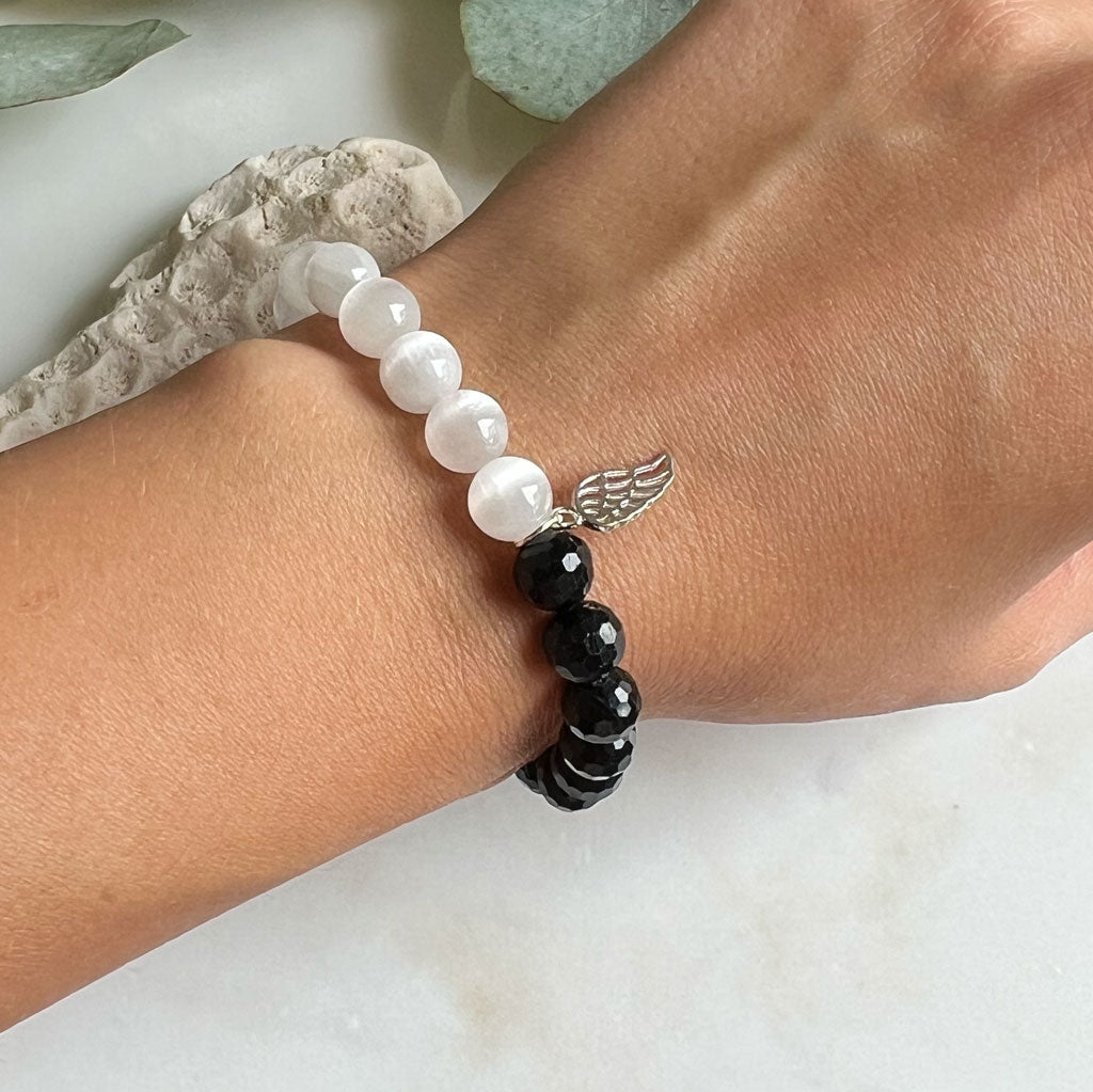 Clear Energy Turmalin-Selenit Armband