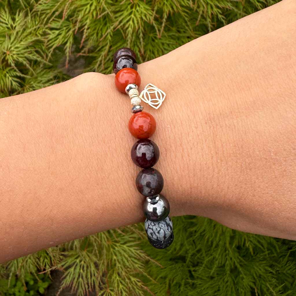 Muladhara- Das Wurzelchakra Armband red-black
