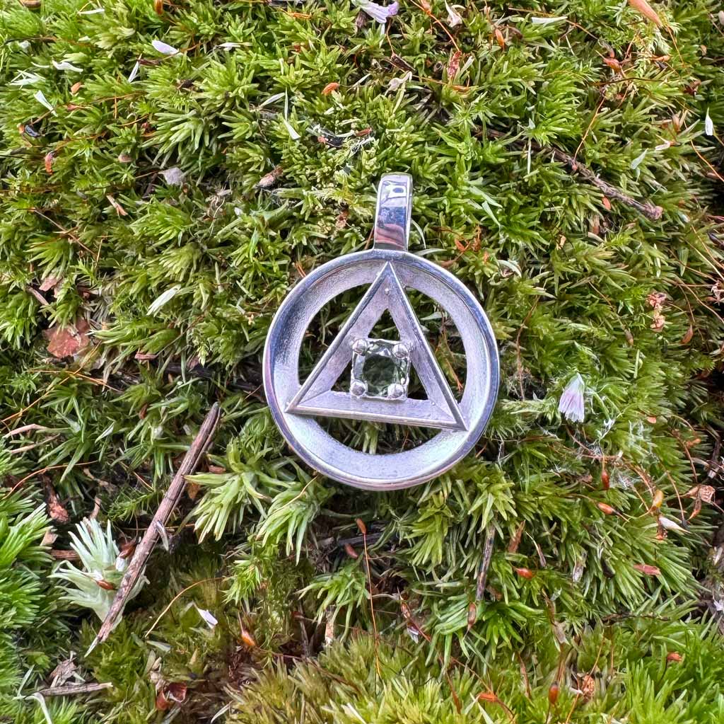 Moldavit Silber Anhänger Dreieck