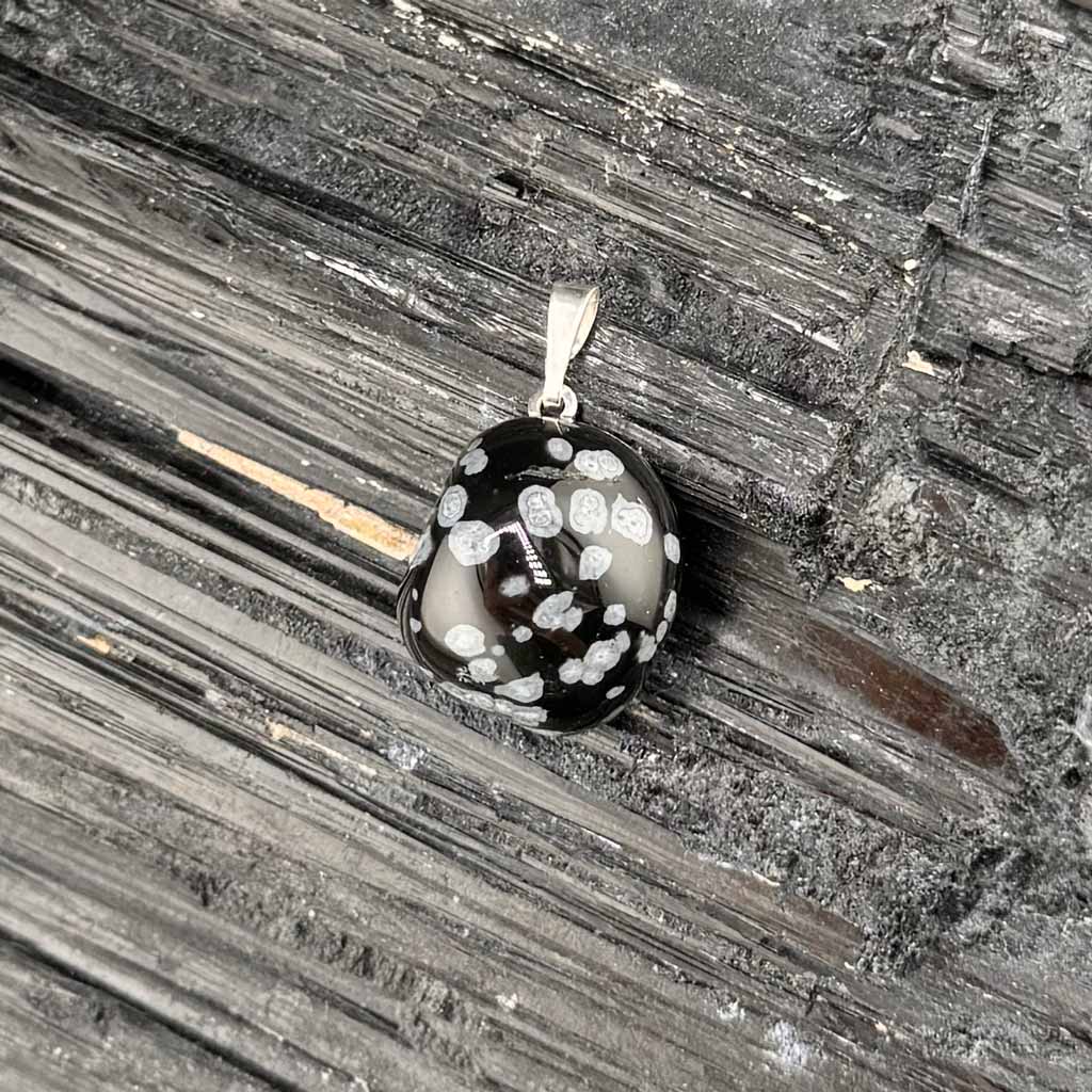 Schneeflocken Obsidian Anhänger