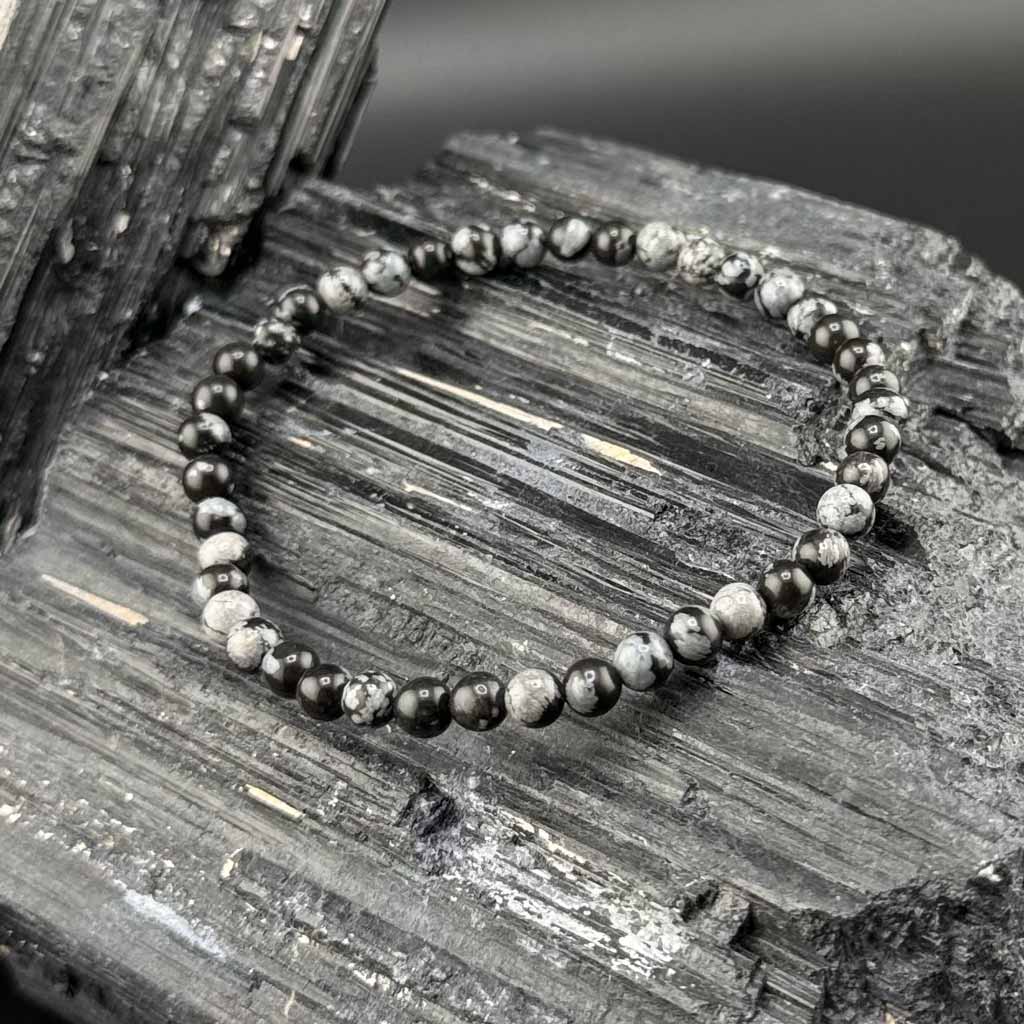 Schneeflocken Obsidian Armband rtw