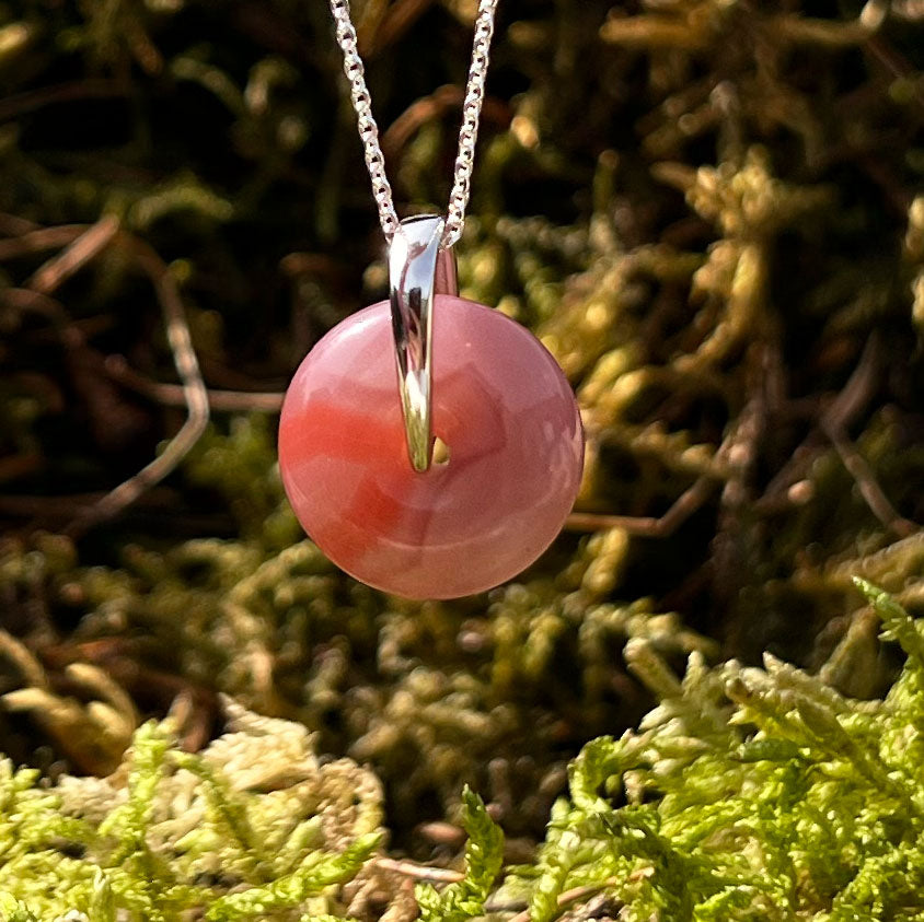 Mauve pink Achat Donut Anhänger