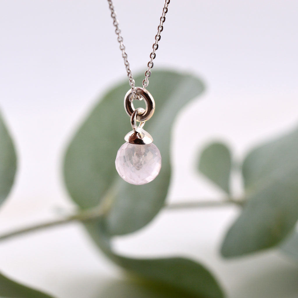 Rosenquarz Anhänger facettiert