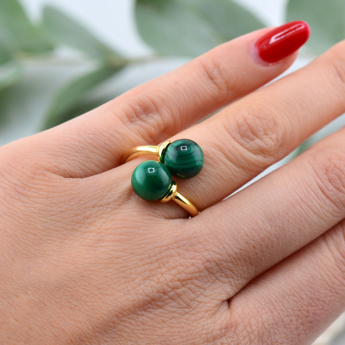 Malachit Ring vergoldet