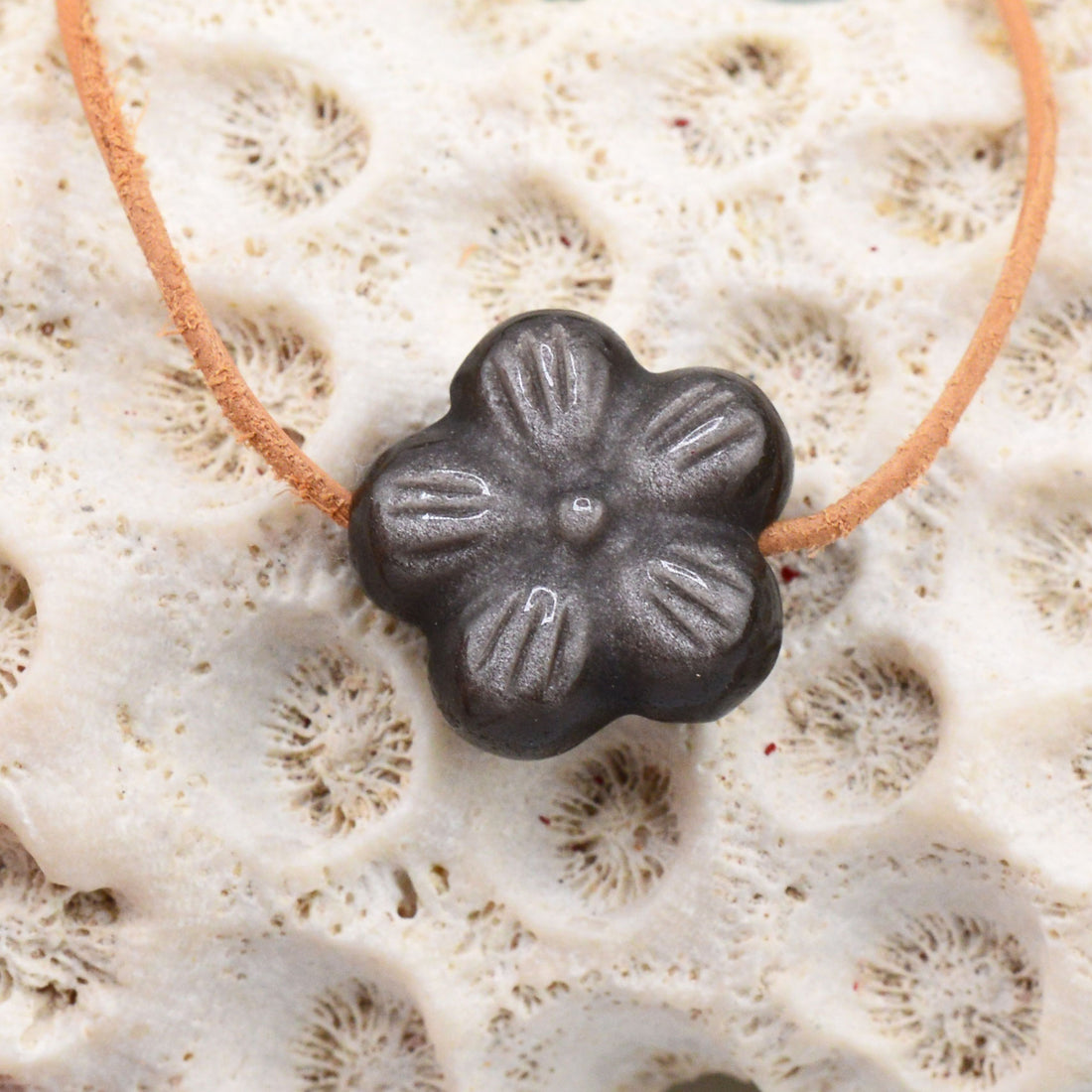 Obsidian Blume Anhänger