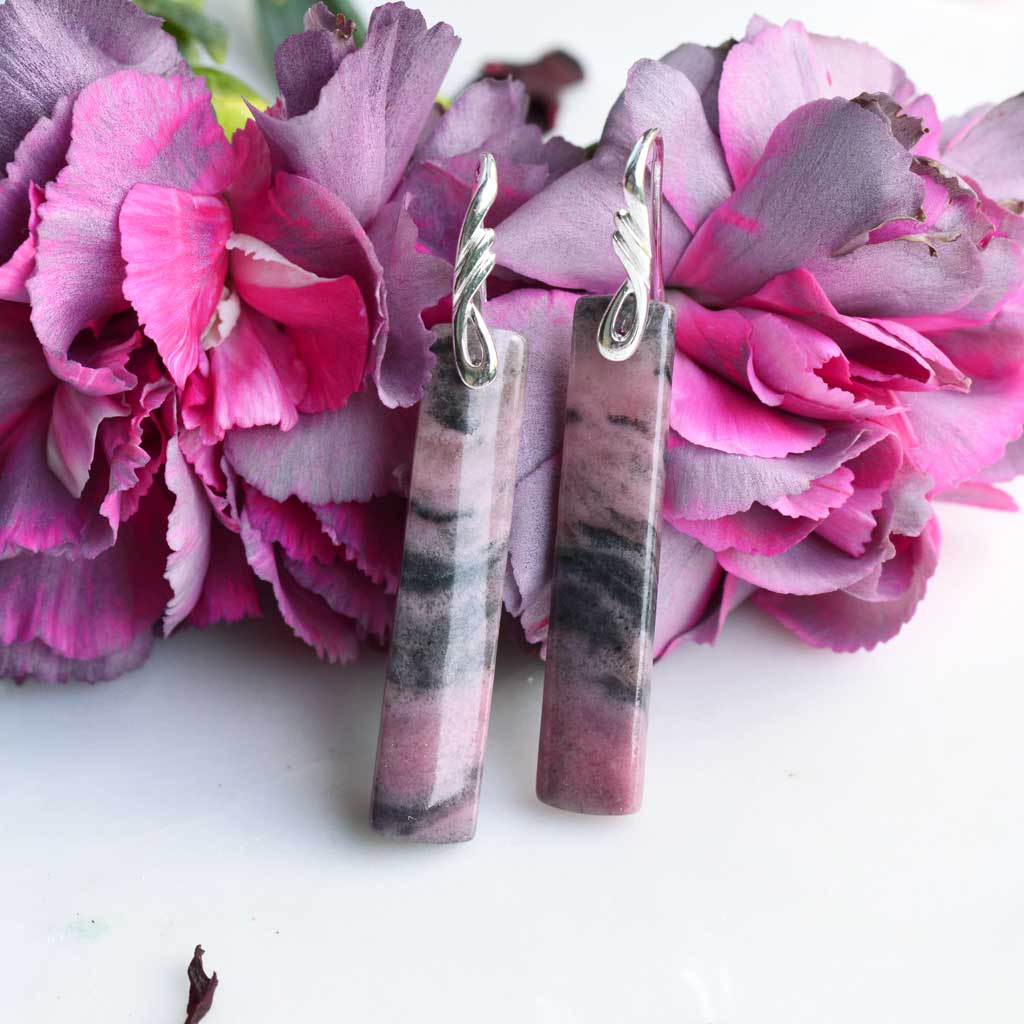 Rhodonit Ohrringe Silber/Gold