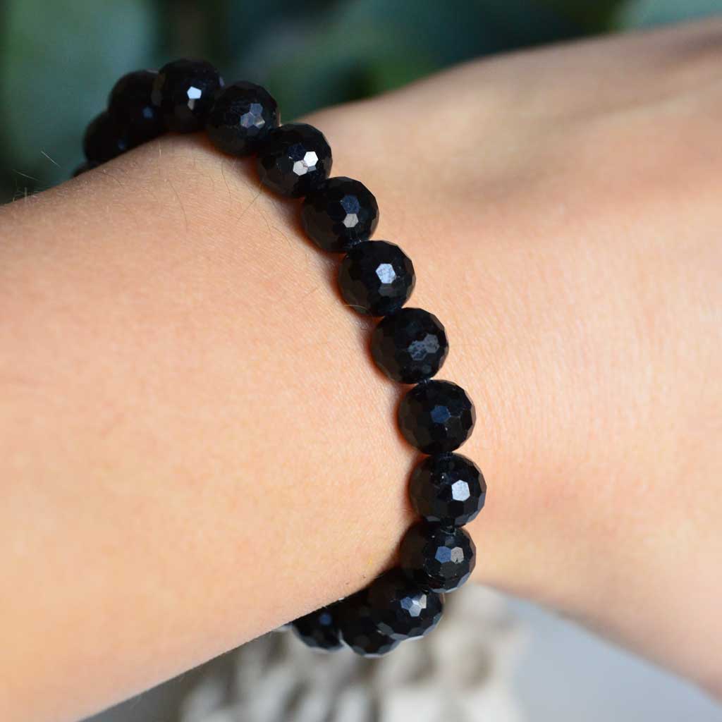 Schwarzer Turmalin Armband facettiert