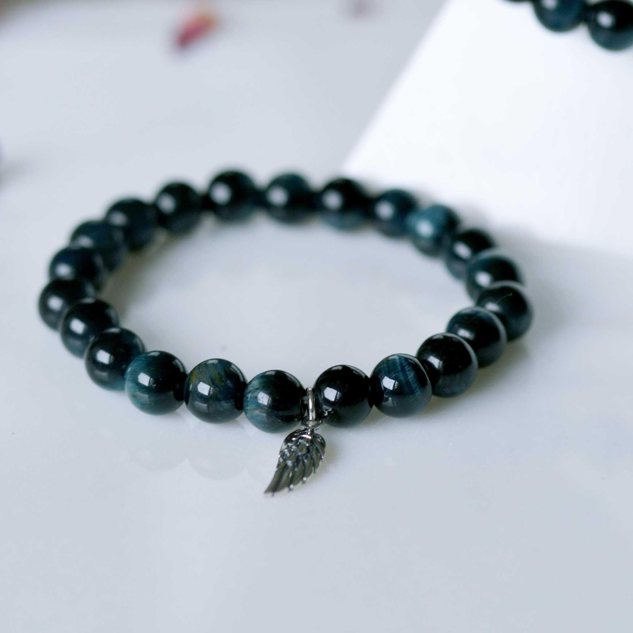 Tigerauge Dunkelblau Armband