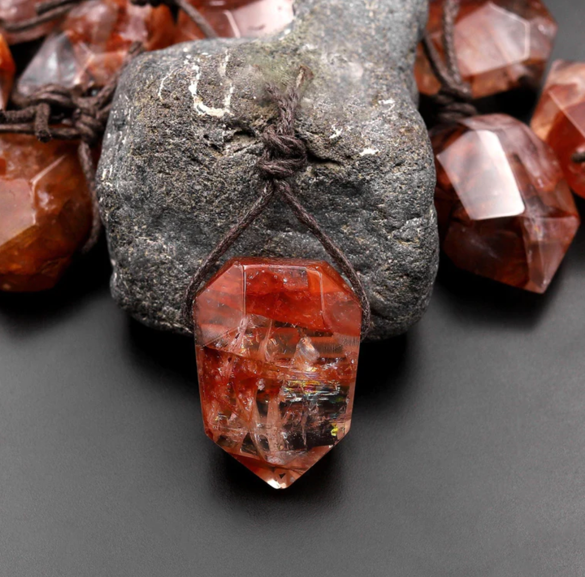 Roter Lepidocrocit Quartz Anhänger
