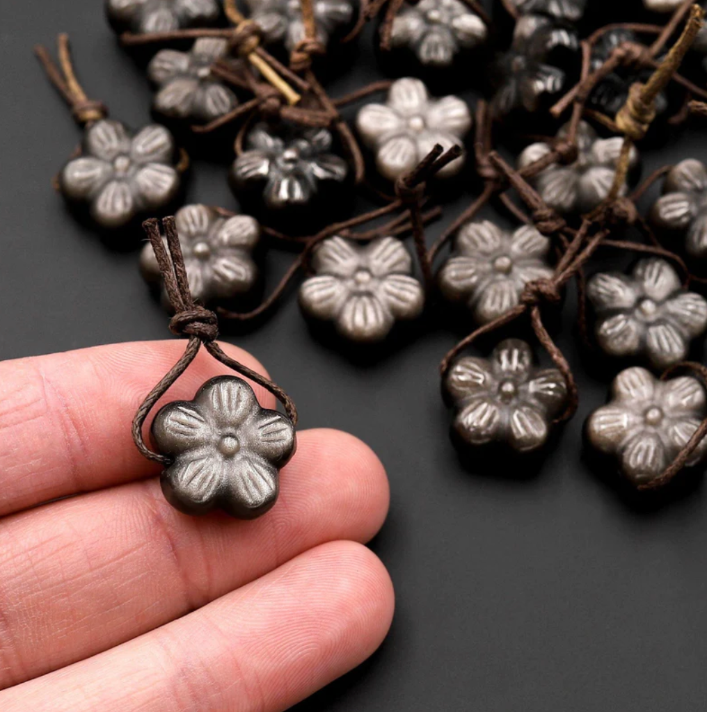 Obsidian Blume Anhänger