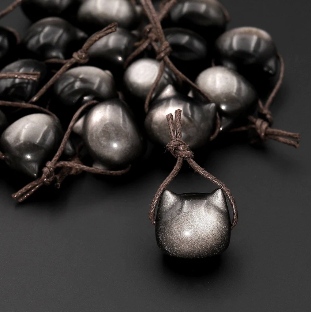 Obsidian Katze Anhänger