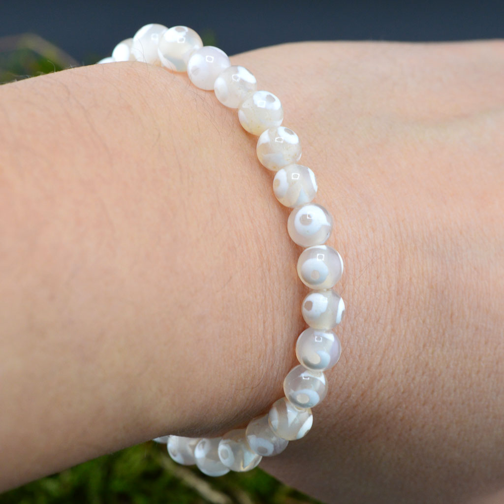 Tibet Achat  Armband weiss