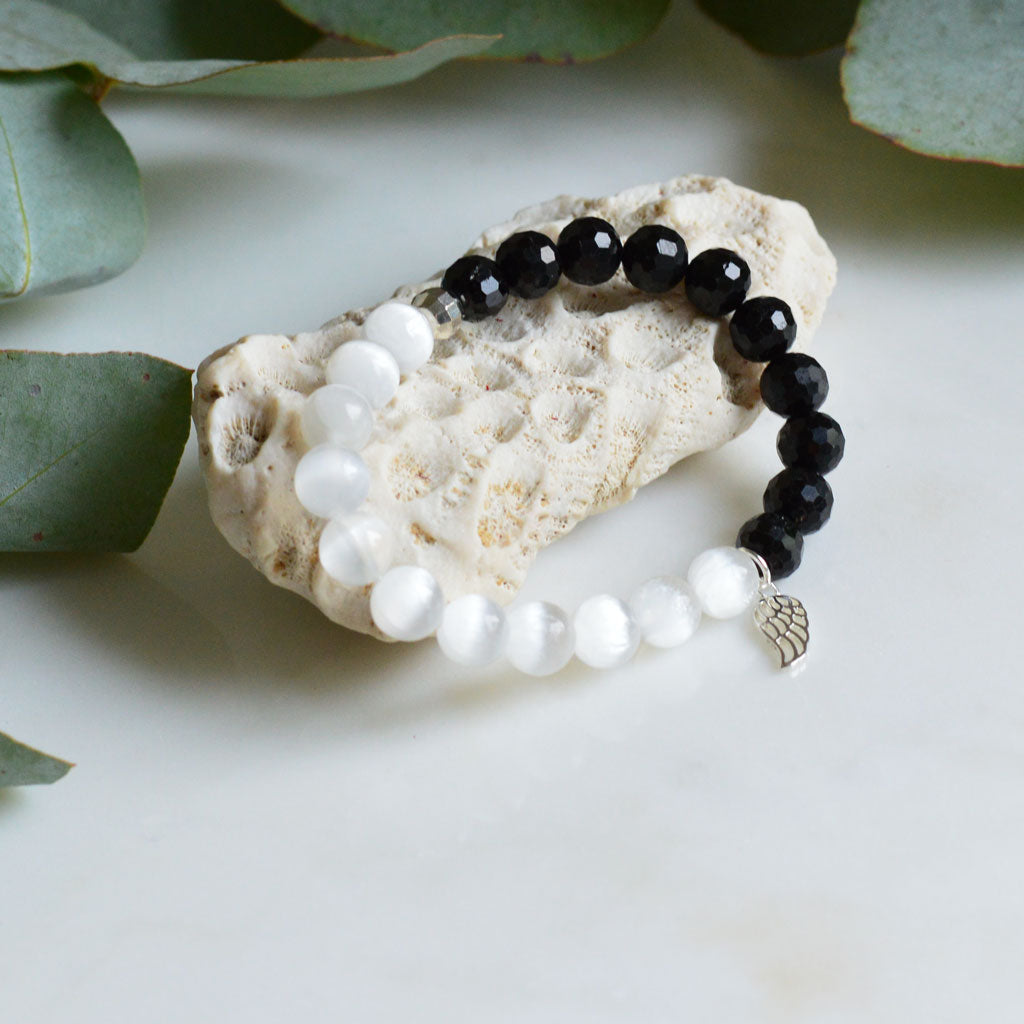 Clear Energy Turmalin-Selenit Armband