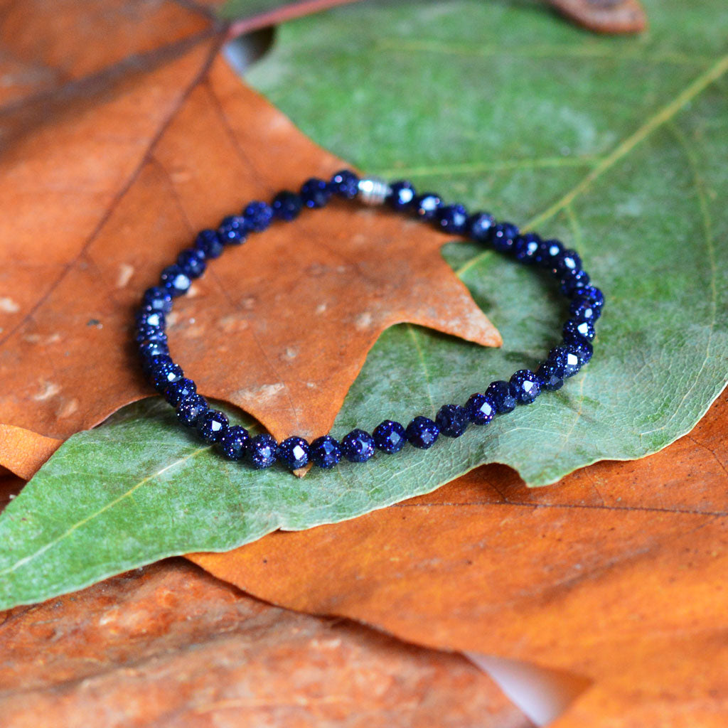 Goldfluss blau facettiert Armband