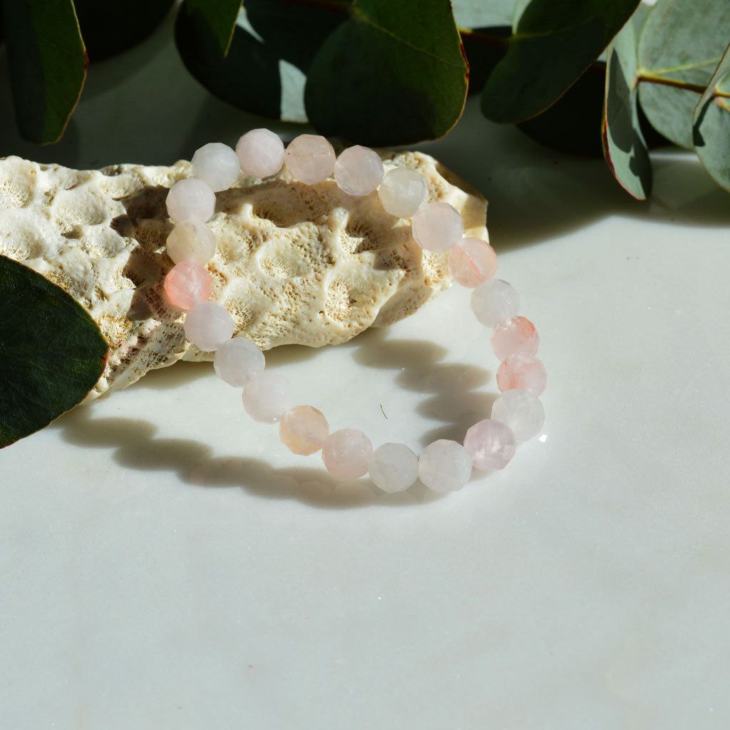Rosenquarz Armband facettiert