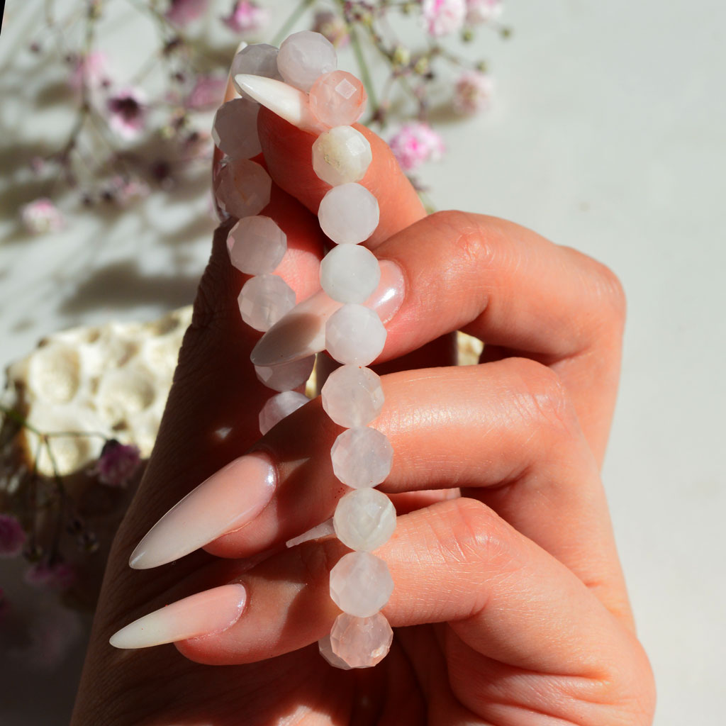 Rosenquarz Armband facettiert