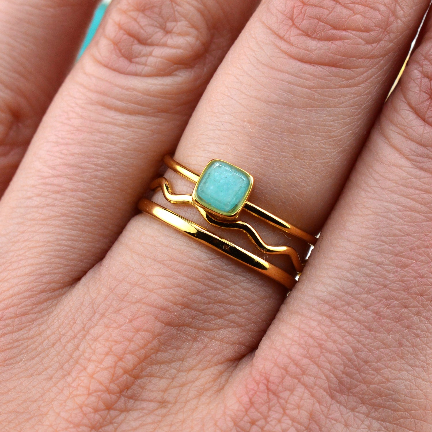 Quarz Ringe türkis