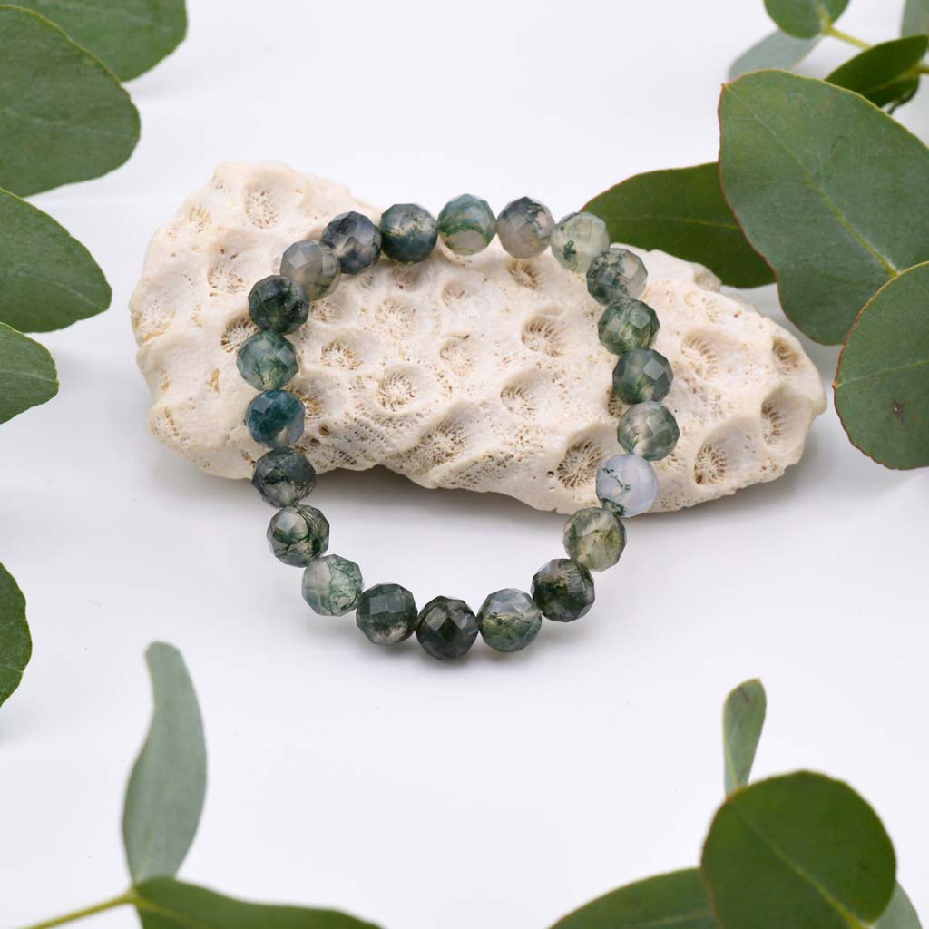 Moosachat facettiert Armband