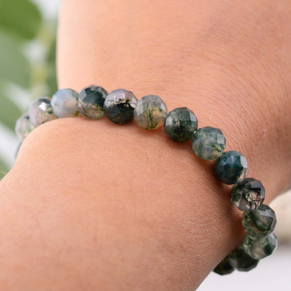 Moosachat facettiert Armband