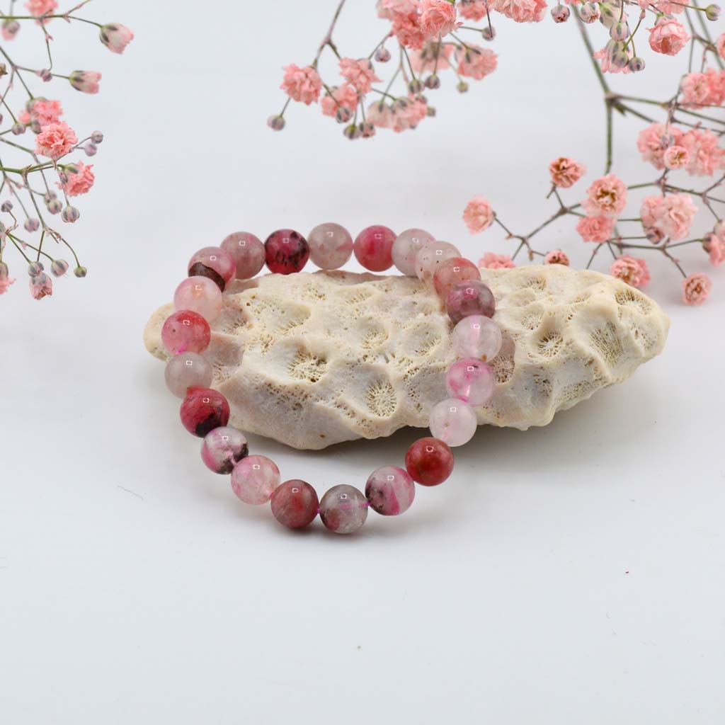 Rhodonit in Quarz Armband