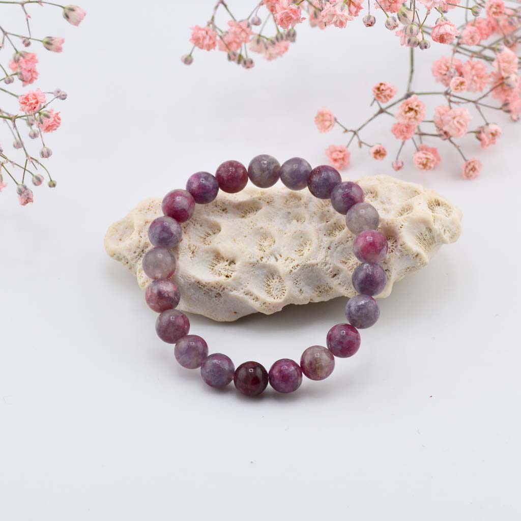 Pink Turmalin in Lepidolite Armband