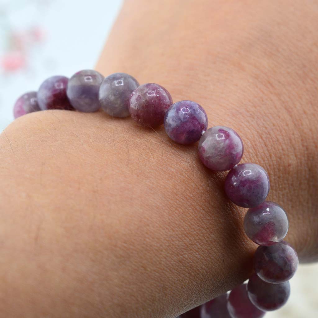 Pink Turmalin in Lepidolite Armband