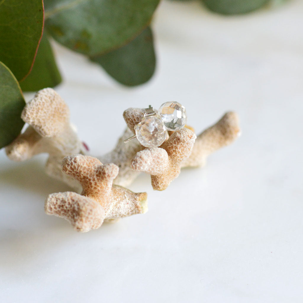 Bergkristall Ohrstecker facettiert