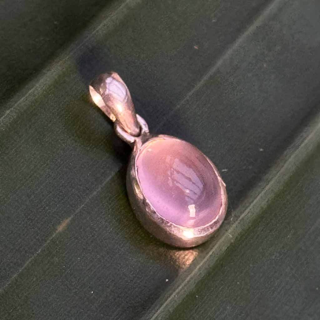 Rosenquarz Anhänger Silber
