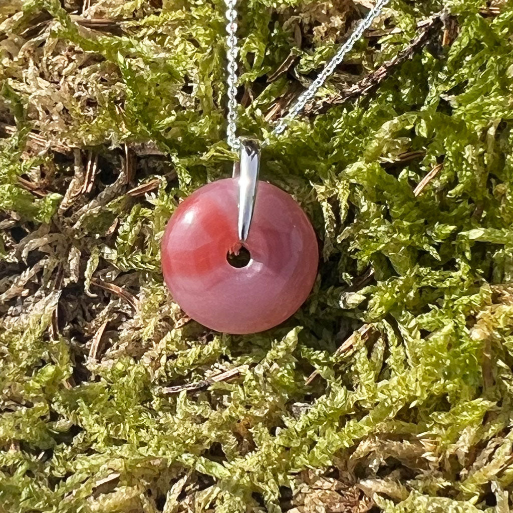 Mauve pink Achat Donut Anhänger