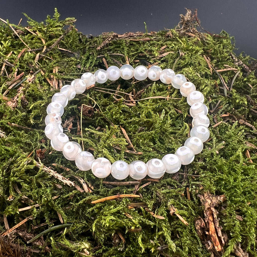 Tibet Achat Armband weiss