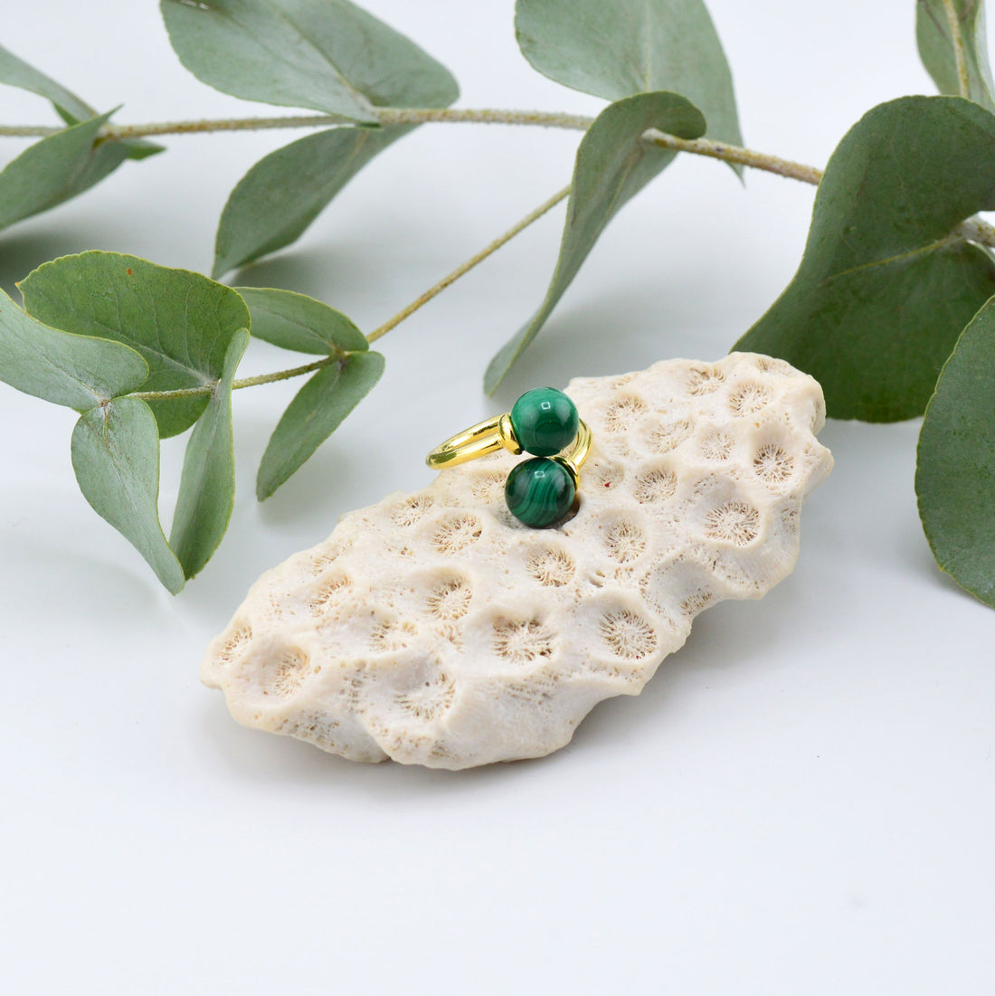 Malachit Ring vergoldet