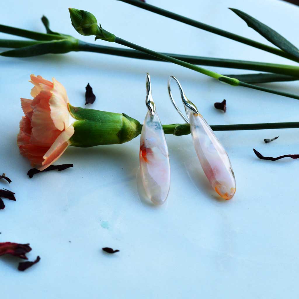 Kirschblüten Achat Ohrringe