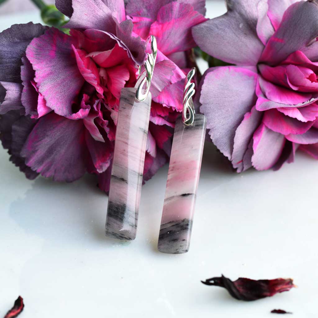 Rhodonit Ohrringe Silber/Gold