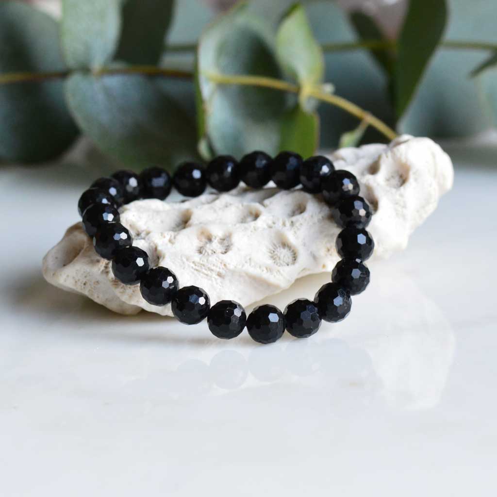 Schwarzer Turmalin Armband facettiert