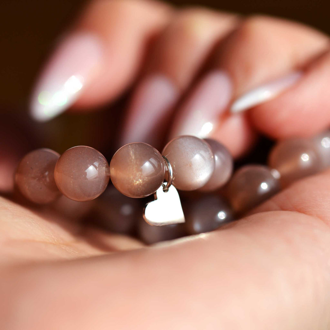 Selten! Mondstein Armband schokobraun